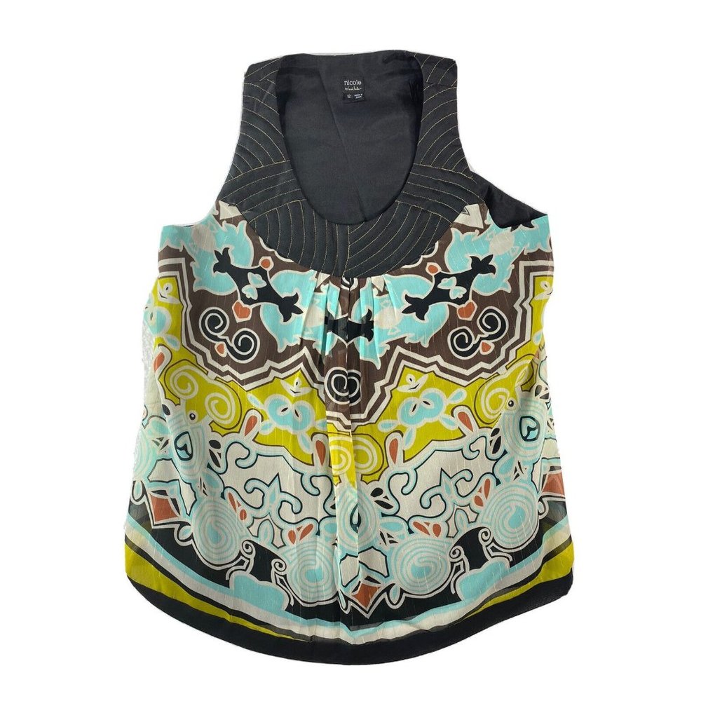 Nicole by Nicole Miller Sleeveless Top SZ 12 Quilted Multicolored Lined